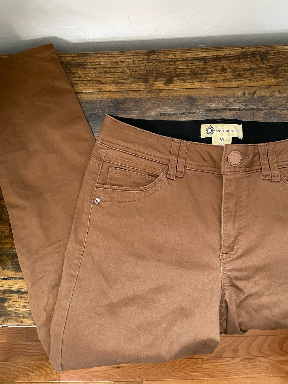 Democracy Rust Brown Stretch Casual Pants
